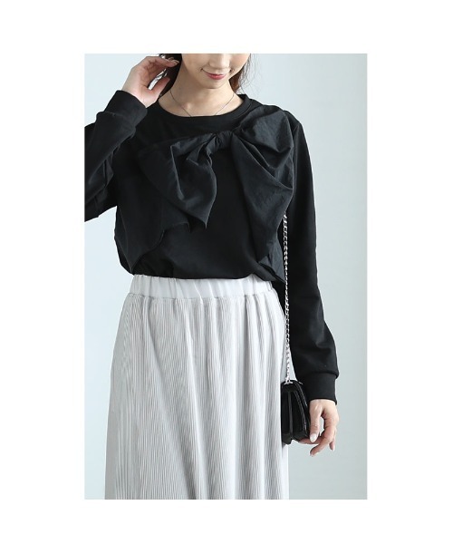 Sawa a la mode(サワアラモード)の「ビックリボンモチーフ付きカットソー(Tシャツ/カットソー・レディース・ホワイト/ブラック・FREE)」の10枚目の写真