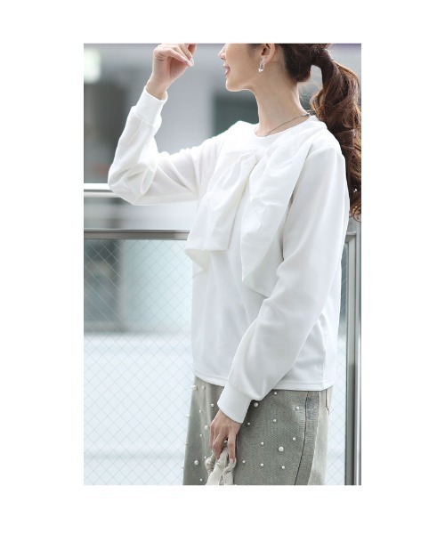 Sawa a la mode(サワアラモード)の「ビックリボンモチーフ付きカットソー(Tシャツ/カットソー・レディース・ホワイト/ブラック・FREE)」の13枚目の写真