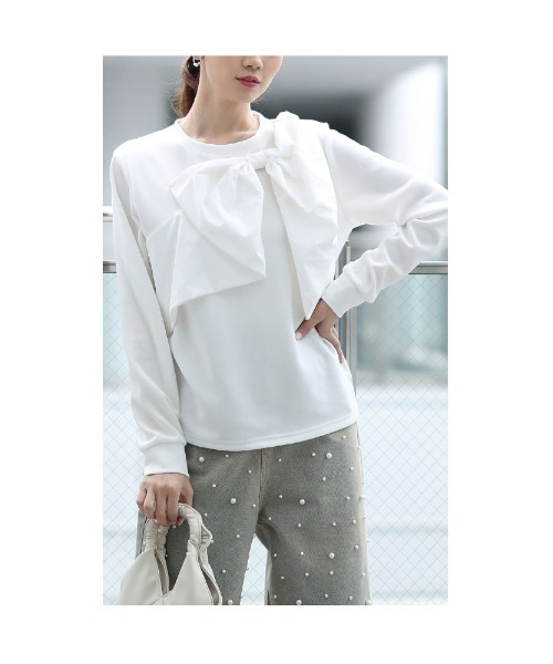 Sawa a la mode(サワアラモード)の「ビックリボンモチーフ付きカットソー(Tシャツ/カットソー・レディース・ホワイト/ブラック・FREE)」の17枚目の写真