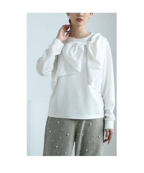 Sawa a la mode(サワアラモード)の「ビックリボンモチーフ付きカットソー(Tシャツ/カットソー・レディース・ホワイト/ブラック・FREE)」の19枚目の写真