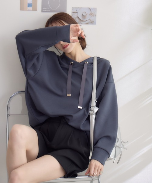 RU.TI.LE(ルチル)の「【RU.TI.LE】スフレタッチダンボールニットプルオーバー(Tシャツ/カットソー・レディース・ホワイト/チャコールグレー/ミント・MEDIUM)」の3枚目の写真