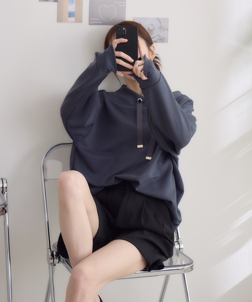 RU.TI.LE(ルチル)の「【RU.TI.LE】スフレタッチダンボールニットプルオーバー(Tシャツ/カットソー・レディース・ホワイト/チャコールグレー/ミント・MEDIUM)」の13枚目の写真