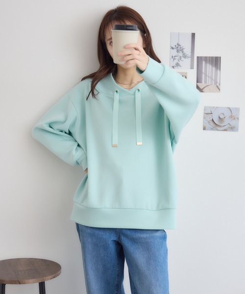 RU.TI.LE(ルチル)の「【RU.TI.LE】スフレタッチダンボールニットプルオーバー(Tシャツ/カットソー・レディース・ホワイト/チャコールグレー/ミント・MEDIUM)」の7枚目の写真