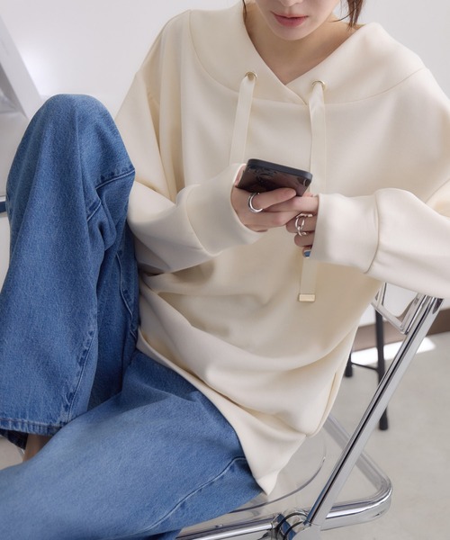 RU.TI.LE(ルチル)の「【RU.TI.LE】スフレタッチダンボールニットプルオーバー(Tシャツ/カットソー・レディース・ホワイト/チャコールグレー/ミント・MEDIUM)」の8枚目の写真