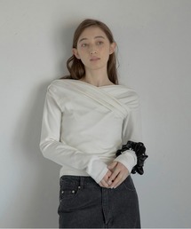 【MINERTE】unbalanced offshoulder tops / スムース天竺オフショルロンT