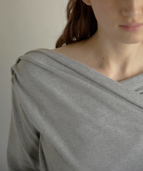 tシャツ 「ZOZO限定」スムース天竺オフショルカットソー レディース MINERTE】unbalanced offshoulder tops / スムース天竺