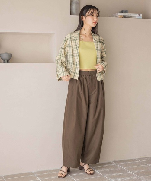 LOWRYS FARM（ローリーズファーム）の「ホップサックショートジャケット 243700（テーラードジャケット・レディース・アイボリー/グリーン/ブラウン/チャコールグレー・FREE）」の12枚目の写真