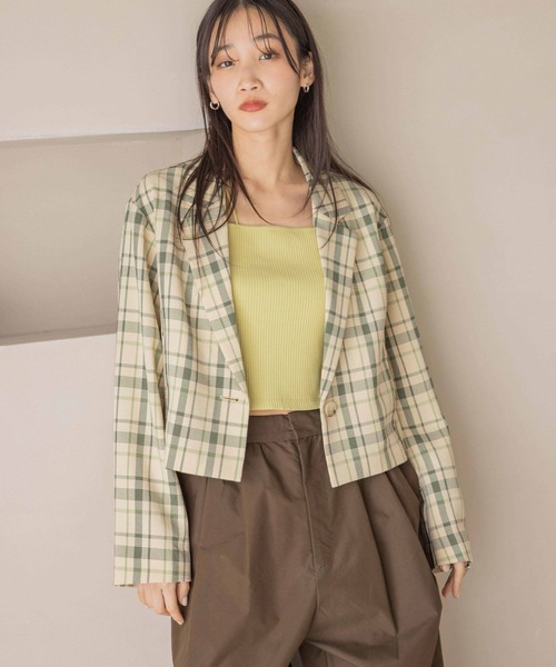 LOWRYS FARM（ローリーズファーム）の「ホップサックショートジャケット 243700（テーラードジャケット・レディース・アイボリー/グリーン/ブラウン/チャコールグレー・FREE）」の13枚目の写真