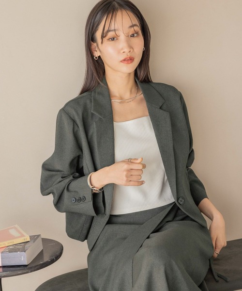 LOWRYS FARM（ローリーズファーム）の「ホップサックショートジャケット 243700（テーラードジャケット・レディース・アイボリー/グリーン/ブラウン/チャコールグレー・FREE）」の17枚目の写真