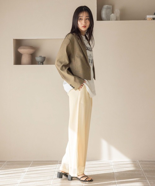 LOWRYS FARM（ローリーズファーム）の「ホップサックショートジャケット 243700（テーラードジャケット・レディース・アイボリー/グリーン/ブラウン/チャコールグレー・FREE）」の20枚目の写真