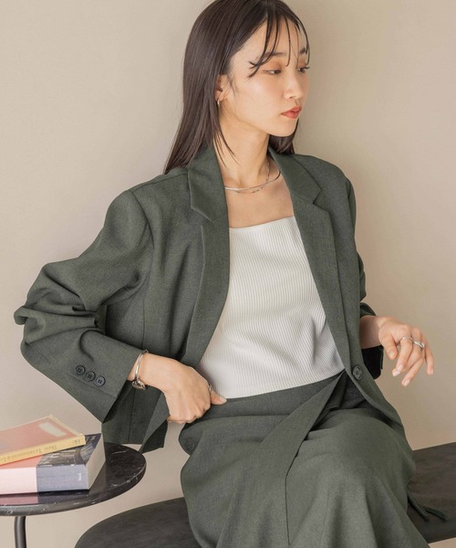 LOWRYS FARM（ローリーズファーム）の「ホップサックショートジャケット 243700（テーラードジャケット・レディース・アイボリー/グリーン/ブラウン/チャコールグレー・FREE）」の18枚目の写真