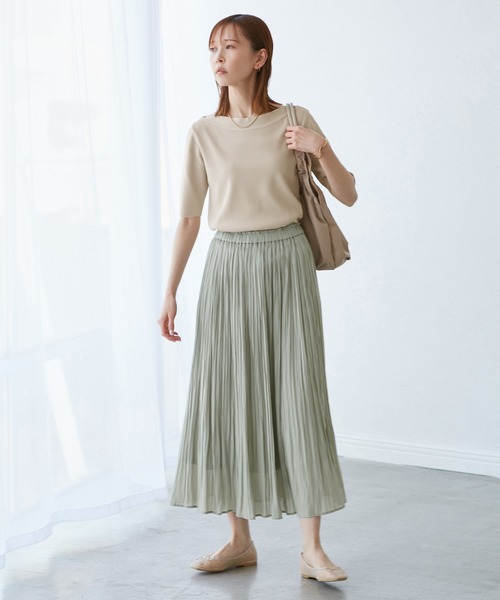 ROPE' PICNIC（ロペピクニック）の「【UVカット・接触冷感・イージーケア】八方映えニット ボートネックニットプルオーバー（ニット/セーター・レディース・ホワイト系その他5/ブラック/ベージュ・38）」の8枚目の写真