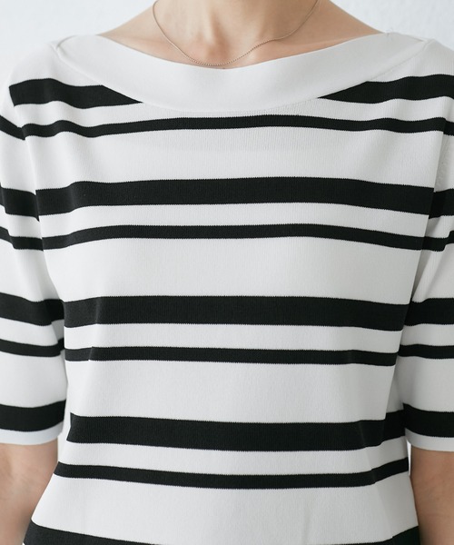 ROPE' PICNIC（ロペピクニック）の「【UVカット・接触冷感・イージーケア】八方映えニット ボートネックニットプルオーバー（ニット/セーター・レディース・ホワイト系その他5/ブラック/ベージュ・38）」の20枚目の写真