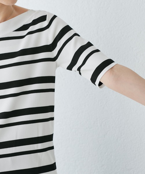 ROPE' PICNIC（ロペピクニック）の「【UVカット・接触冷感・イージーケア】八方映えニット ボートネックニットプルオーバー（ニット/セーター・レディース・ホワイト系その他5/ブラック/ベージュ・38）」の21枚目の写真