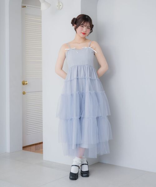 ems excite(エムズエキサイト)の「リボンティアードキャミOP(ワンピース・レディース・ブルー/ブラック系その他/ナチュラル・FREE)」の5枚目の写真