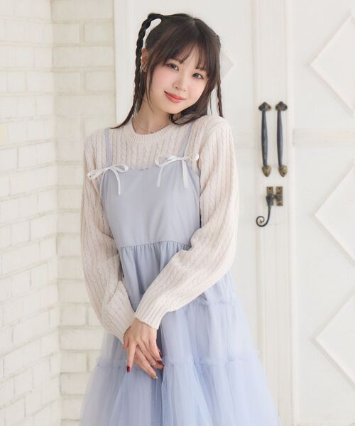 ems excite(エムズエキサイト)の「リボンティアードキャミOP(ワンピース・レディース・ブルー/ブラック系その他/ナチュラル・FREE)」の11枚目の写真