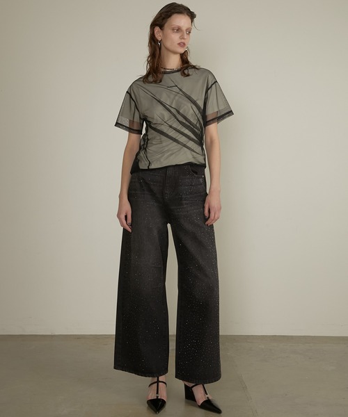 セール】ドロップビジューデニムパンツ / Drop Jewel Denim