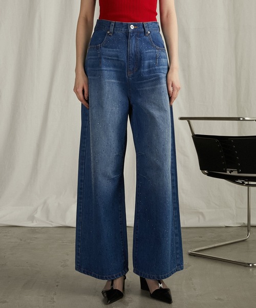 PRANK PROJECT（プランクプロジェクト）の「ドロップビジューデニムパンツ / Drop Jewel Denim Pants（デニムパンツ・レディース・ブラック/ブルー・36/38）」の21枚目の写真