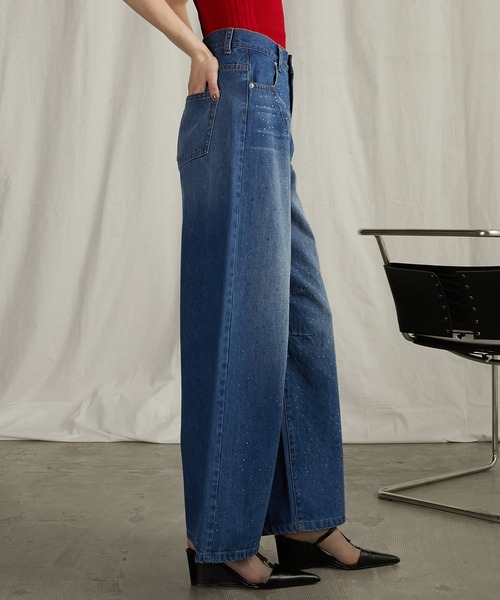 PRANK PROJECT（プランクプロジェクト）の「ドロップビジューデニムパンツ / Drop Jewel Denim Pants（デニムパンツ・レディース・ブラック/ブルー・36/38）」の12枚目の写真