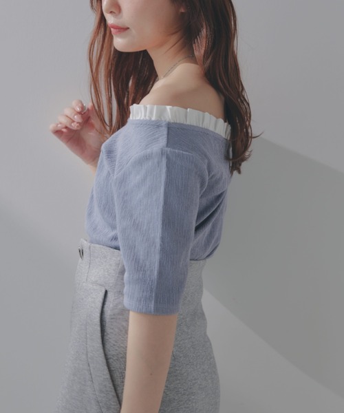 ECREL(エクレール)の「2WAYフリルカラートップス(Tシャツ/カットソー・レディース・アイボリー/ブラック/ライトブルー・FREE)」の13枚目の写真