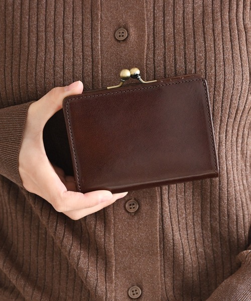 An+u（アンユー）の「レザー×ガマグチ ミドルウォレット leather purse（財布・レディース・ダークブラウン/グリーン/ブラック/ブラウン・FREE）」の2枚目の写真