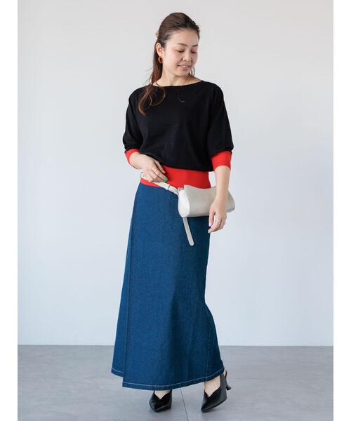 Lugnoncure（ルノンキュール）の「ラップ風デニムスカート《2025spring catalog item》（スカート・レディース・ブルー/ブラック/ネイビー・L/M）」の4枚目の写真