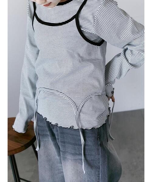 ehka sopo(エヘカソポ)の「ボーダーキャミセットカットソー(Tシャツ/カットソー・レディース・オフホワイト/ピンク/グリーン・F)」の5枚目の写真