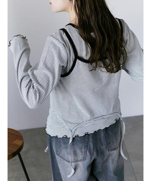 ehka sopo(エヘカソポ)の「ボーダーキャミセットカットソー(Tシャツ/カットソー・レディース・オフホワイト/ピンク/グリーン・F)」の6枚目の写真