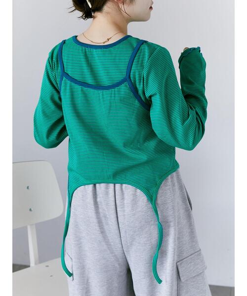 ehka sopo(エヘカソポ)の「ボーダーキャミセットカットソー(Tシャツ/カットソー・レディース・オフホワイト/ピンク/グリーン・F)」の15枚目の写真