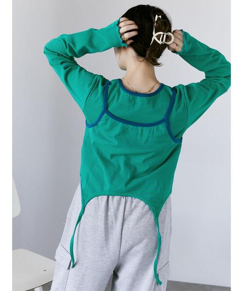 ehka sopo(エヘカソポ)の「ボーダーキャミセットカットソー(Tシャツ/カットソー・レディース・オフホワイト/ピンク/グリーン・F)」の16枚目の写真