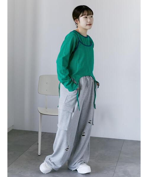 ehka sopo(エヘカソポ)の「ボーダーキャミセットカットソー(Tシャツ/カットソー・レディース・オフホワイト/ピンク/グリーン・F)」の21枚目の写真