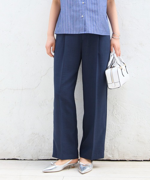 VIS(ビス)の「【美easy】ワンタックワイドスラックスパンツ/洗える(スラックス・レディース・キナリ/グリーン系その他2/ブラック/ブルー/イエロー系その他2/ネイビー/グレー/オレンジ系その他・SS/S/M/L)」の5枚目の写真