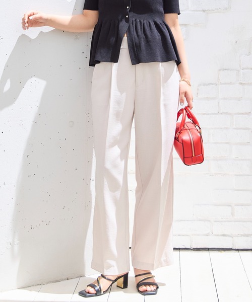 VIS(ビス)の「【美easy】ワンタックワイドスラックスパンツ/洗える(スラックス・レディース・キナリ/グリーン系その他2/ブラック/ブルー/イエロー系その他2/ネイビー/グレー/オレンジ系その他・SS/S/M/L)」の2枚目の写真