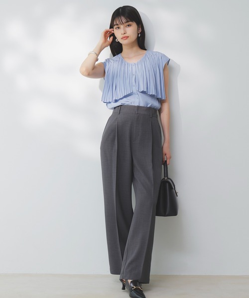 VIS(ビス)の「【美easy】ワンタックワイドスラックスパンツ/洗える(スラックス・レディース・キナリ/グリーン系その他2/ブラック/ブルー/イエロー系その他2/ネイビー/グレー/オレンジ系その他・SS/S/M/L)」の22枚目の写真