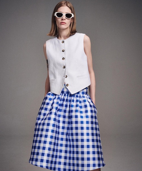 VOLUME MIDI SKIRT MICADO GINGHAM PLAID（スカート）｜Mardi