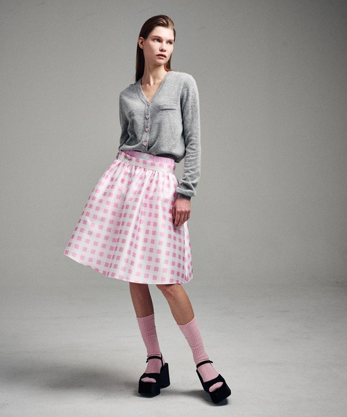 セール】VOLUME MIDI SKIRT MICADO GINGHAM PLAID / ボリューム ミディ