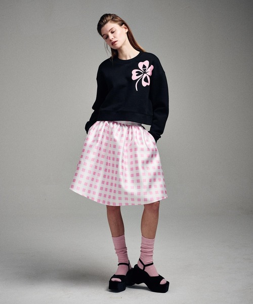 セール】VOLUME MIDI SKIRT MICADO GINGHAM PLAID / ボリューム ミディ