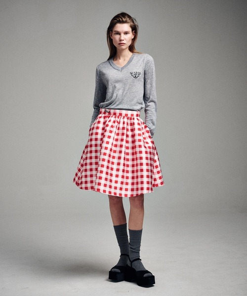 VOLUME MIDI SKIRT MICADO GINGHAM PLAID（スカート）｜Mardi