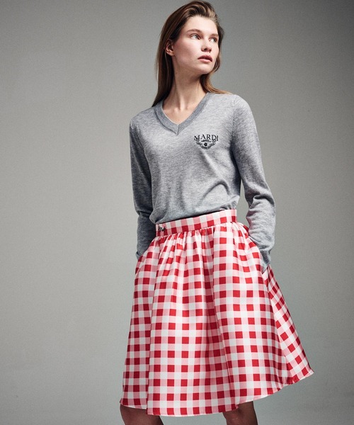 VOLUME MIDI SKIRT MICADO GINGHAM PLAID / ボリューム ミディ