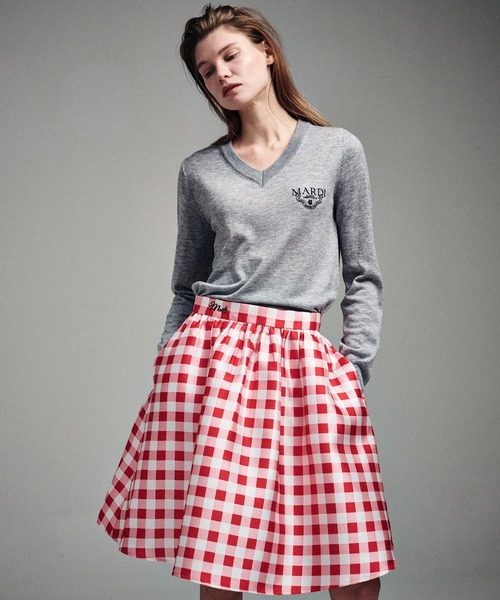 Mardi Mercredi(マルディメクルディ)の「VOLUME MIDI SKIRT MICADO GINGHAM PLAID / ボリューム ミディ スカート ミカド ギンガム プレイド(スカート・レディース・ブルー/レッド/ピンク・SMALL/MEDIUM)」の8枚目の写真