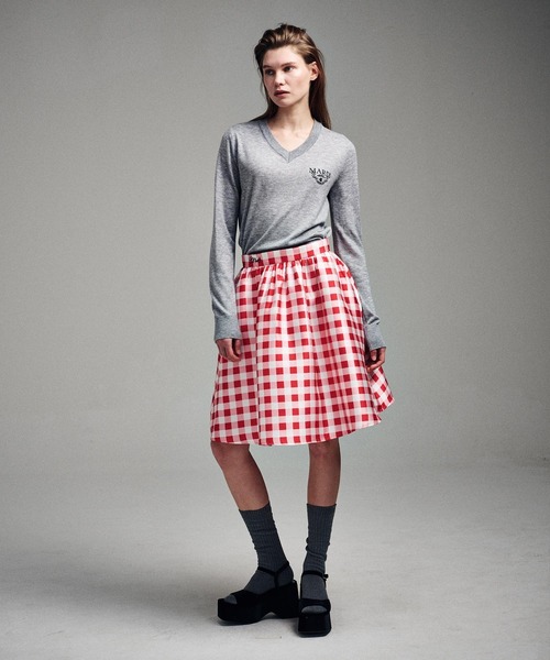 Mardi Mercredi(マルディメクルディ)の「VOLUME MIDI SKIRT MICADO GINGHAM PLAID / ボリューム ミディ スカート ミカド ギンガム プレイド(スカート・レディース・ブルー/レッド/ピンク・SMALL/MEDIUM)」の9枚目の写真