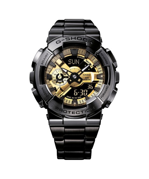 G-SHOCK（ジーショック）の「GM-110シリーズ / Metal Coveredライン / GM-110BD-1A9JF（アナログ腕時計・メンズ・ブラック×ゴールド・FREE）」の2枚目の写真