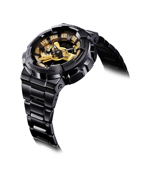 G-SHOCK（ジーショック）の「GM-110シリーズ / Metal Coveredライン / GM-110BD-1A9JF（アナログ腕時計・メンズ・ブラック×ゴールド・FREE）」の4枚目の写真