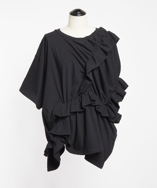 gomme（ゴム）の「24/-天竺　シャーリングトップス（Tシャツ/カットソー・レディース・ブルー/ブラック/ホワイト・MEDIUM）」の15枚目の写真