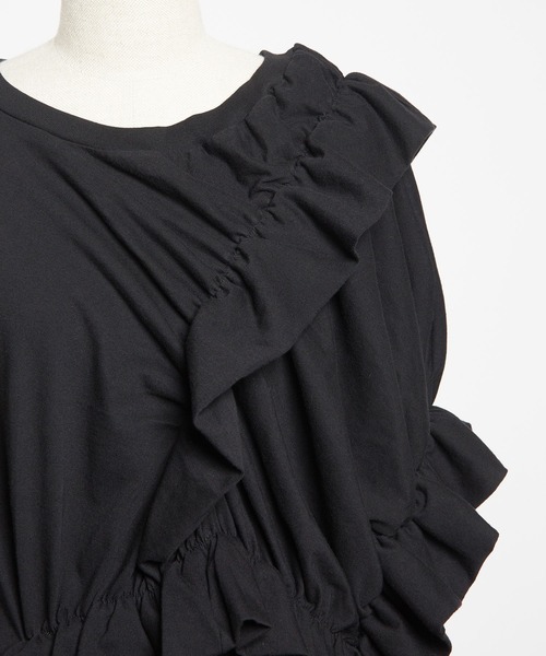 gomme（ゴム）の「24/-天竺　シャーリングトップス（Tシャツ/カットソー・レディース・ブルー/ブラック/ホワイト・MEDIUM）」の17枚目の写真