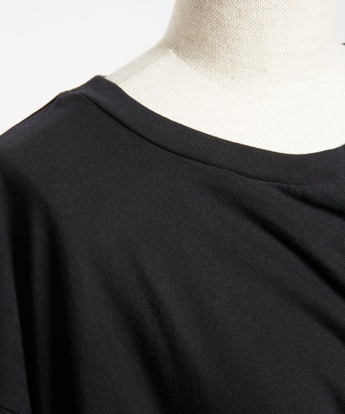 gomme（ゴム）の「24/-天竺　シャーリングトップス（Tシャツ/カットソー・レディース・ブルー/ブラック/ホワイト・MEDIUM）」の18枚目の写真