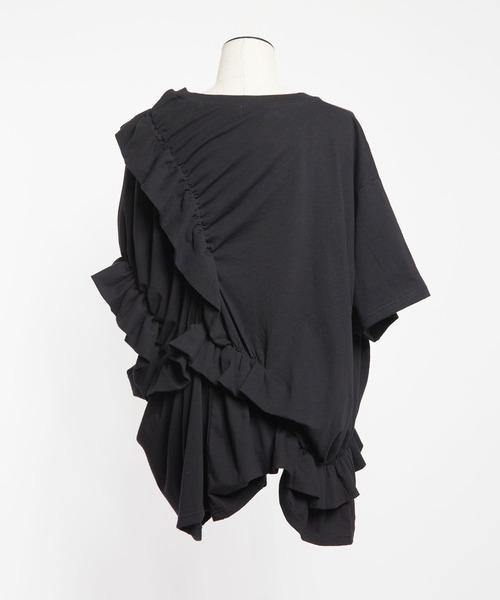 gomme（ゴム）の「24/-天竺　シャーリングトップス（Tシャツ/カットソー・レディース・ブルー/ブラック/ホワイト・MEDIUM）」の16枚目の写真