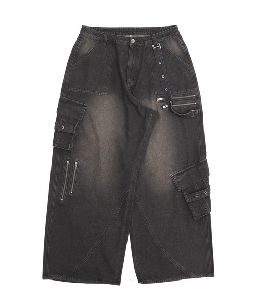 SHORT ROUND（ショートラウンド）の「SHORT ROUND/マルチZIPデニムパンツ（デニムパンツ・メンズ・ブラック系3・LARGE/MEDIUM）」の6枚目の写真