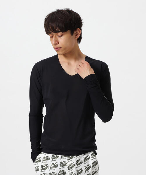 Jack Bunny!!(ジャックバニー)の「【Jack Bunny!!】アームカバー付きVネックインナー (MENS)(その他トップス・メンズ・ブラック/ホワイト・L/M)」の3枚目の写真