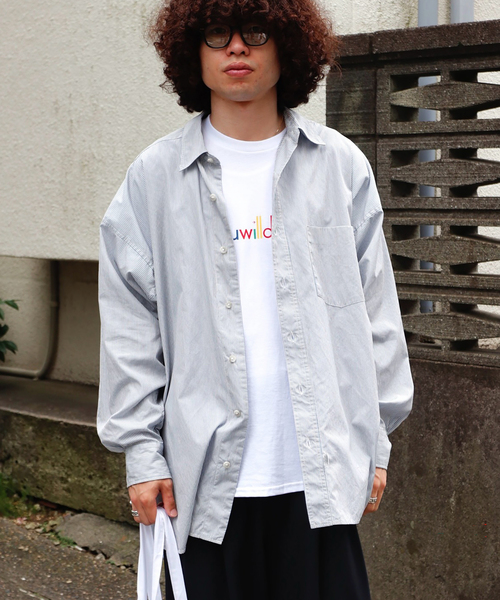 WISM（ウィズム）の「NAMELESSNESS / ネームレスネス Over Fit Shirt（シャツ/ブラウス・メンズ・ネイビー/ブルー系その他・2/3）」の5枚目の写真